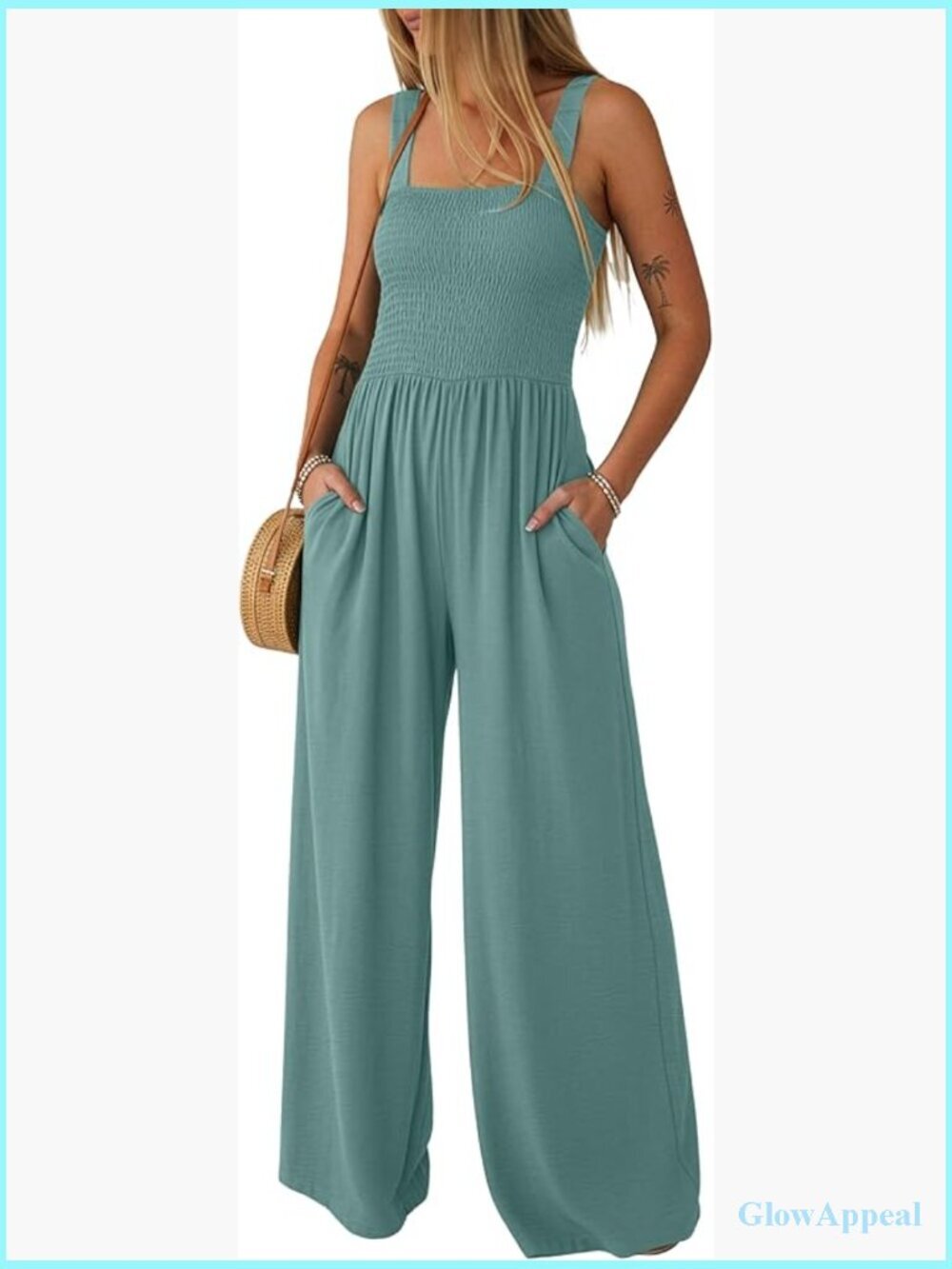 Casual Wide Leg Overall Jumpsuit with Pockets for Women